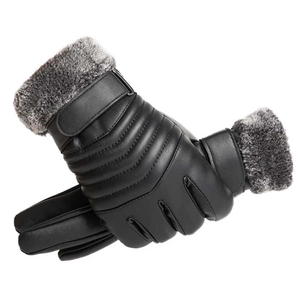 Leather Work Winter Gloves - Gloves Winter MEN'S Fur Mouth Plush