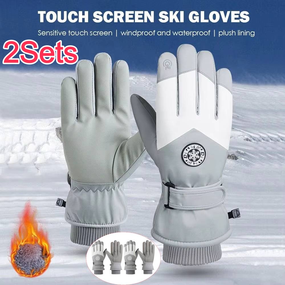 2Sets Winter Unisex Snowboard  - Leather Work Winter Gloves review and price
