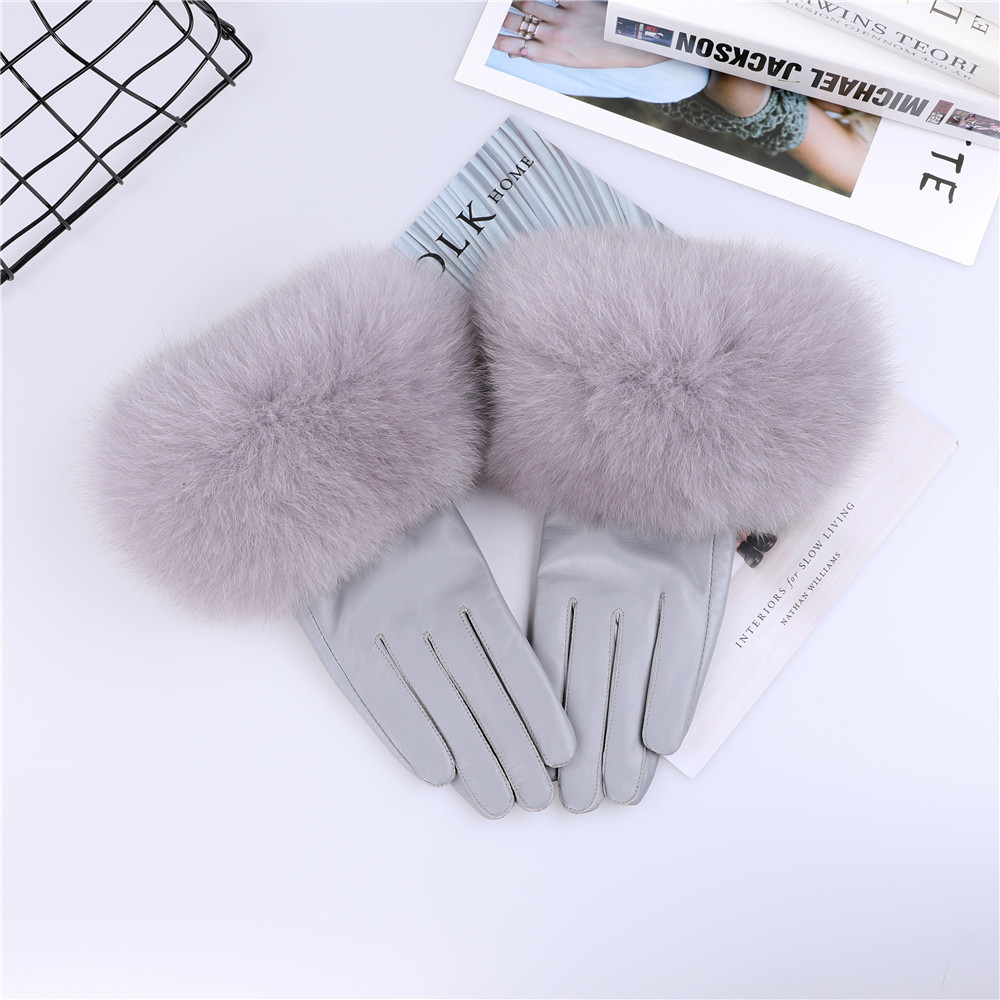 Sheepskin Natural Fox Fur Trim - Leather Work Winter Gloves review and price