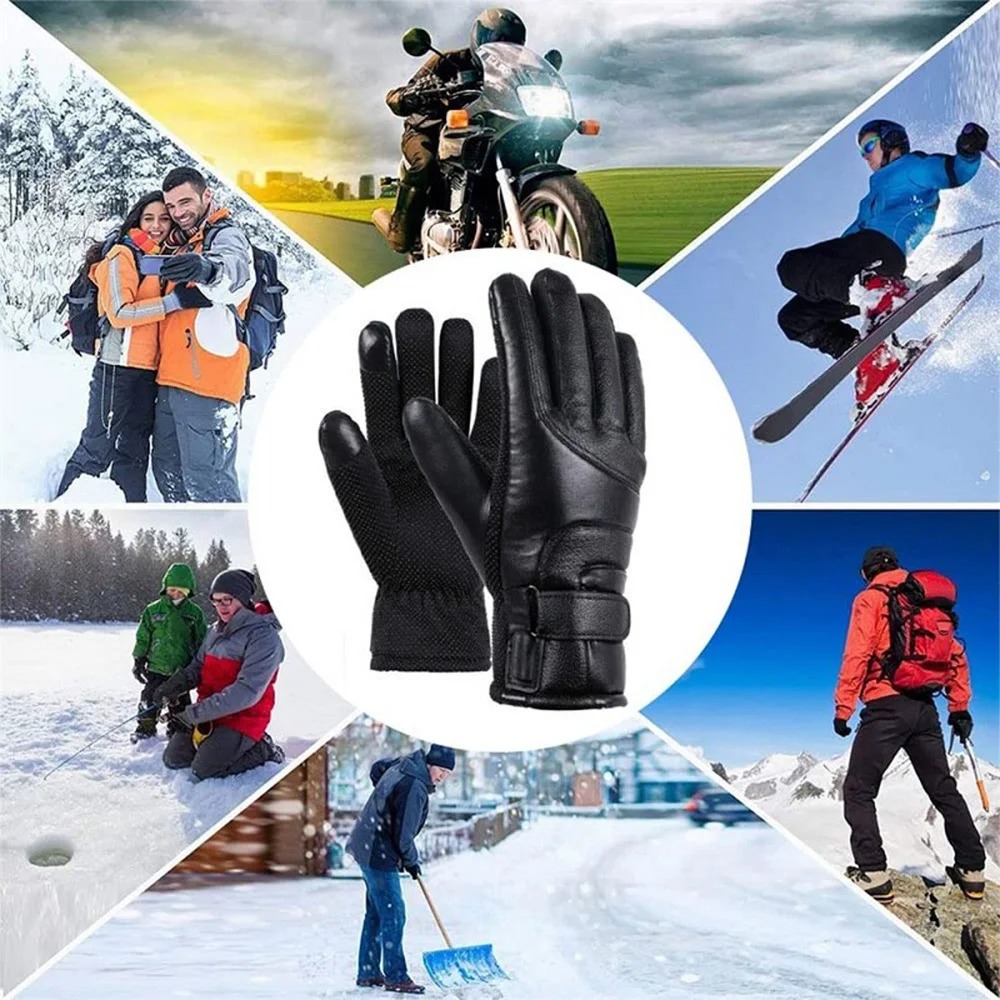 Men Women Electric Heated Skii - Leather Work Winter Gloves review and price