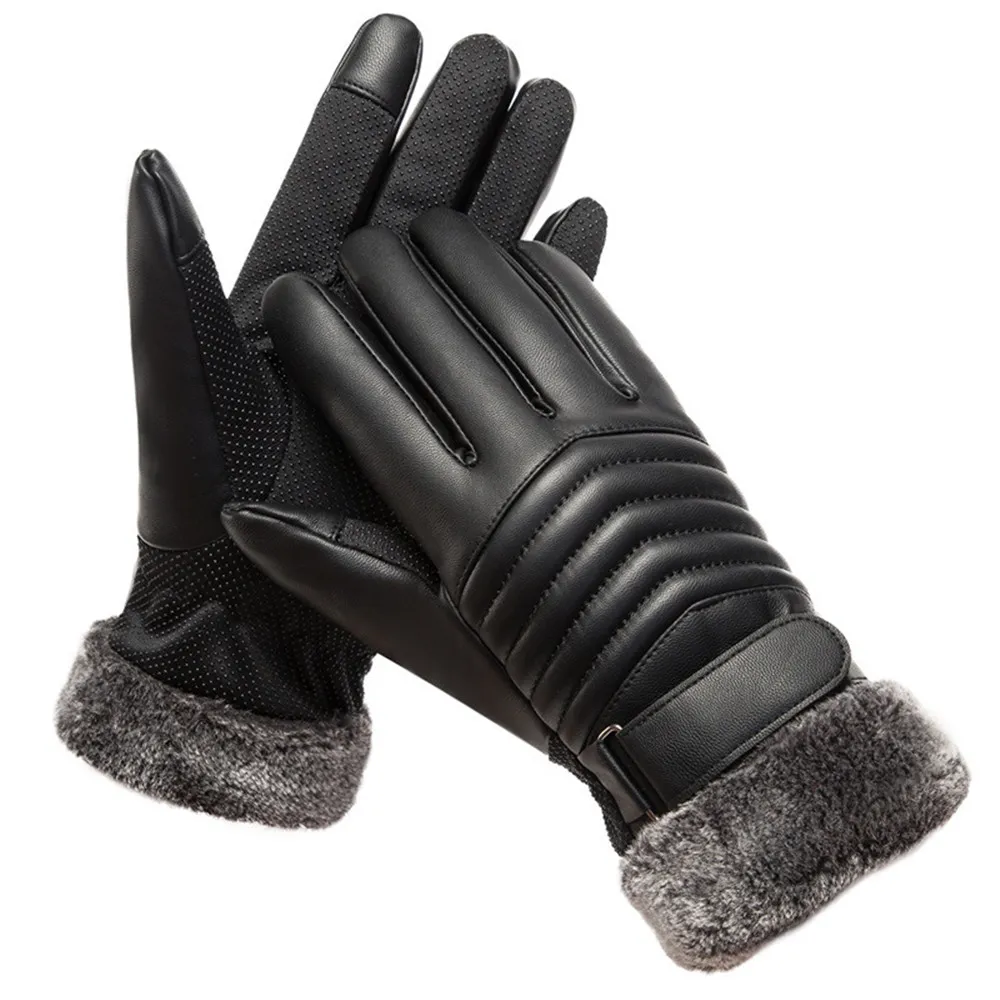 Gloves Winter MEN'S Fur Mouth  - Leather Work Winter Gloves review and price